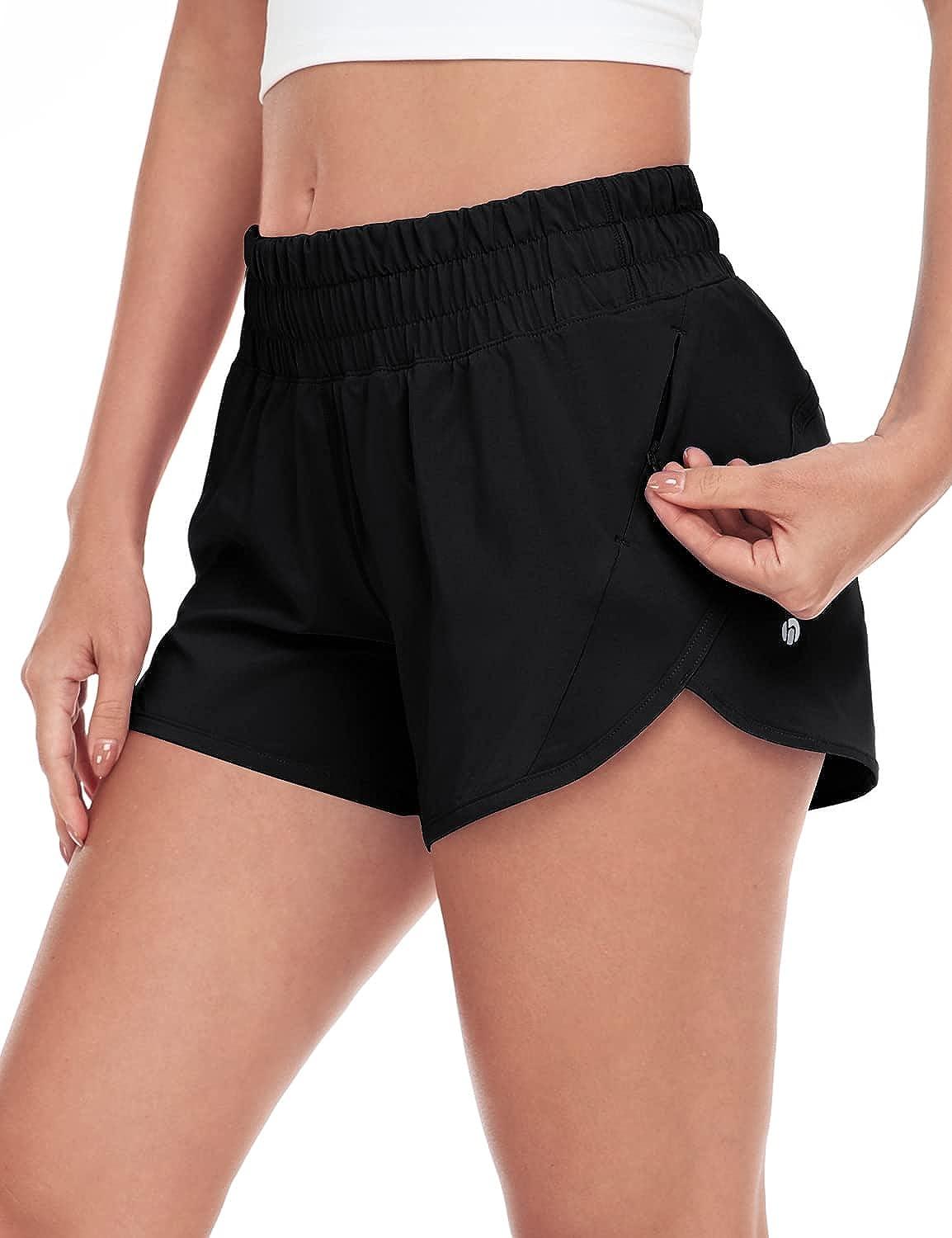 HeyNuts Stride Running Shorts for Women, Mid Waisted Athletic Shorts with  Side Pocket Workout Shorts with Liner 4'' : : Clothing, Shoes 