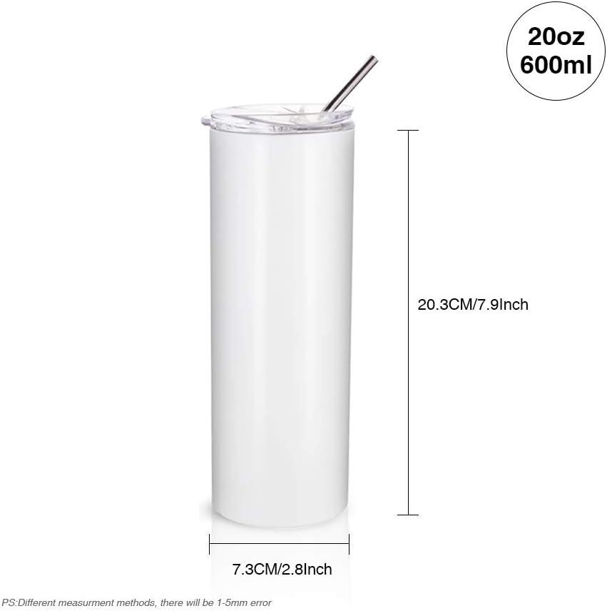 Sublimation Skinny White Tumbler with Handle, Metal Straw And Slide Li –  PYD LIFE