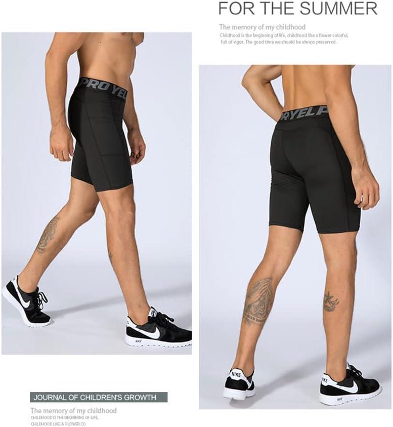 Men's Compression Shorts Pants Sports Baselayer Tights Active Workout  Underwear Leggings with Pockets 