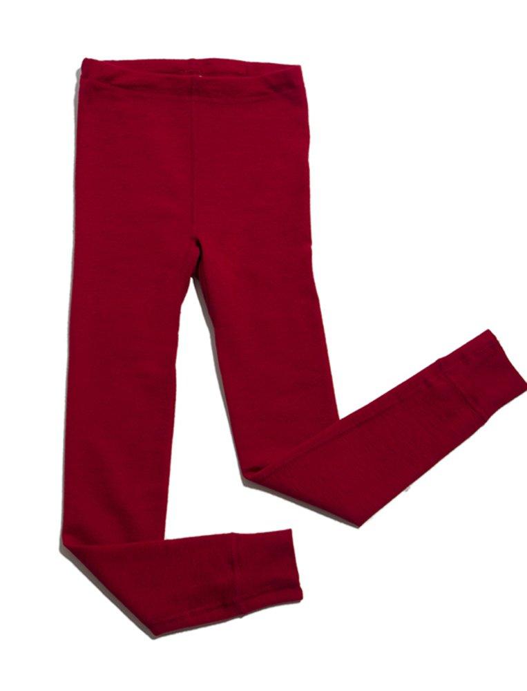 Hocosa Little Kids Organic Wool Long-Underwear Pants 8 Years Solid Red