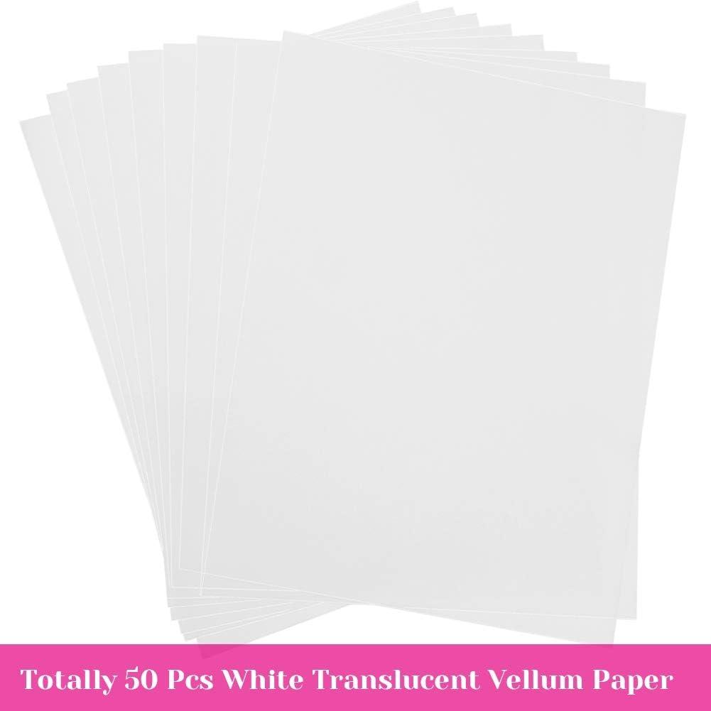  Vellum Paper, Cridoz 115GSM Transparent Vellum Paper 8.5 x 11  Translucent Clear Printer Paper for Printing Invitation Cards Tracing