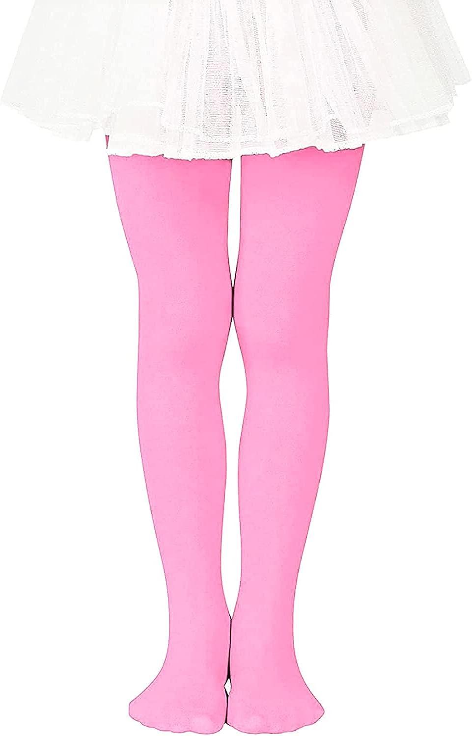  DIPUG Ballet Tights For Girls Dance Tights Toddler Thick  Soft Footed Kids Pink Stockings Size 8 9 10 11 12