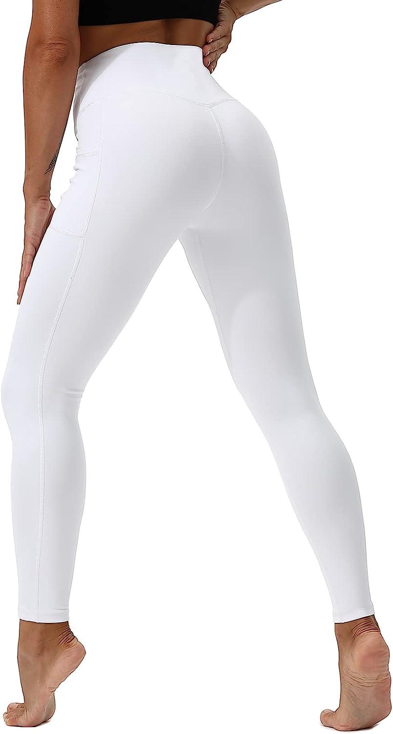 HOTSTUDIO Yoga Pants-Workout Leggings for Women with Pockets High Waisted Tummy  Control Postpartum Athletic Gym Leggings White X-Large