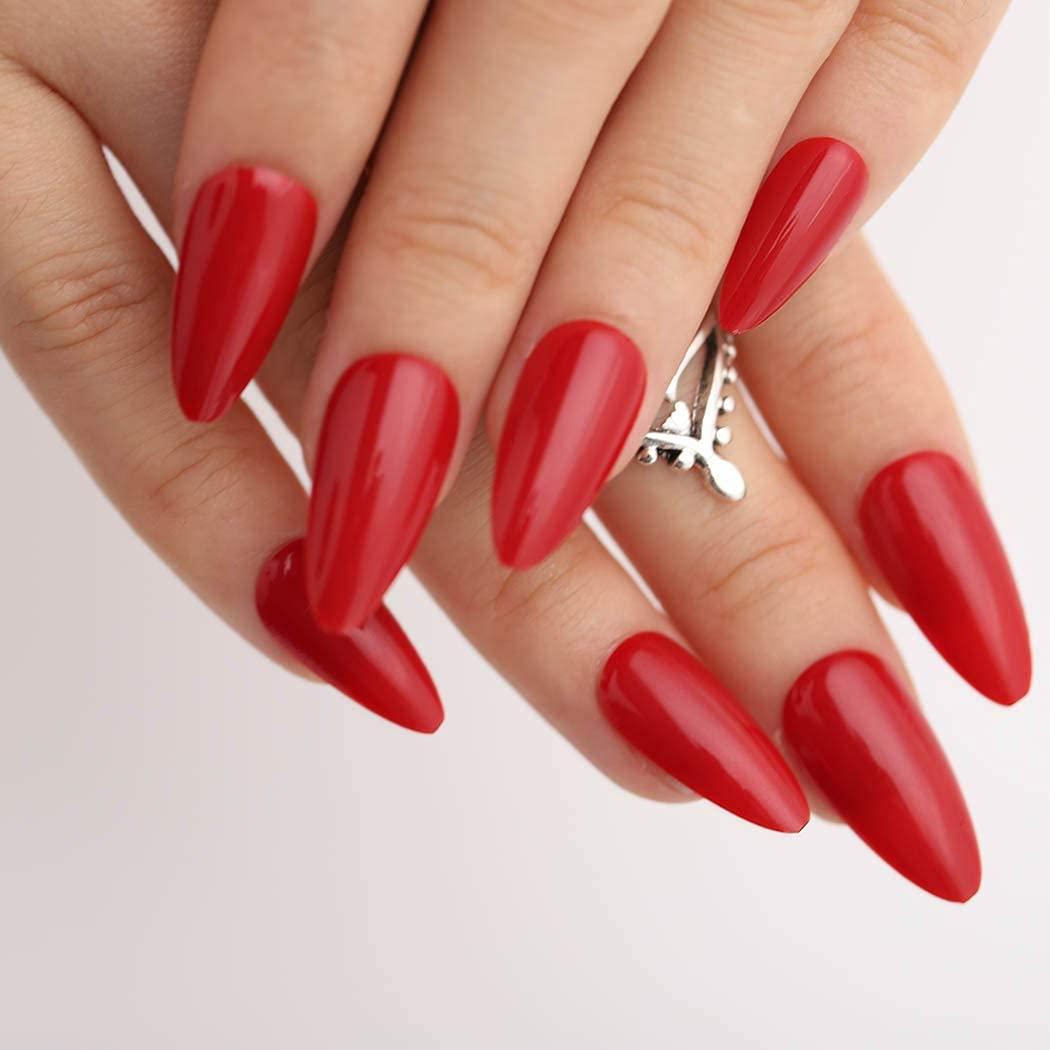 red and silver stiletto nails