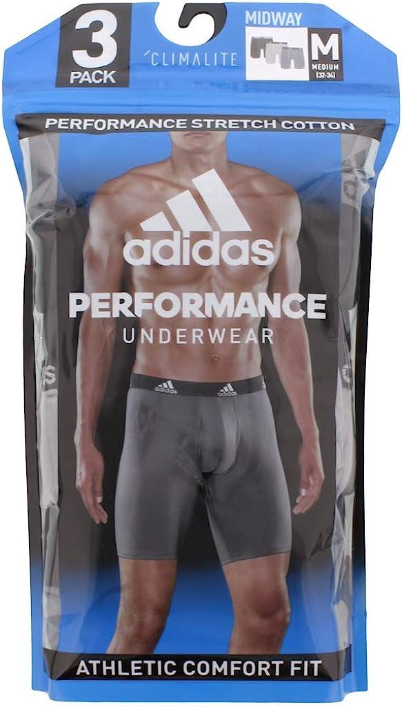 Adidas Men's Stretch Cotton Boxer Briefs 3 Pack Bold Blue and Onix Size XL