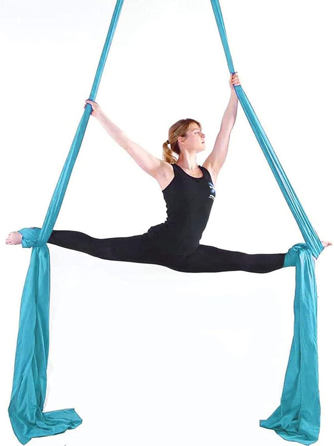 Aerial Silks Yoga Swing Set Equipment - 9 Yards Aerial Yoga Hammock kit,  Low-stretch fabrics for Beginner Dance, Full Accessories (Light blue) price  in Saudi Arabia,  Saudi Arabia