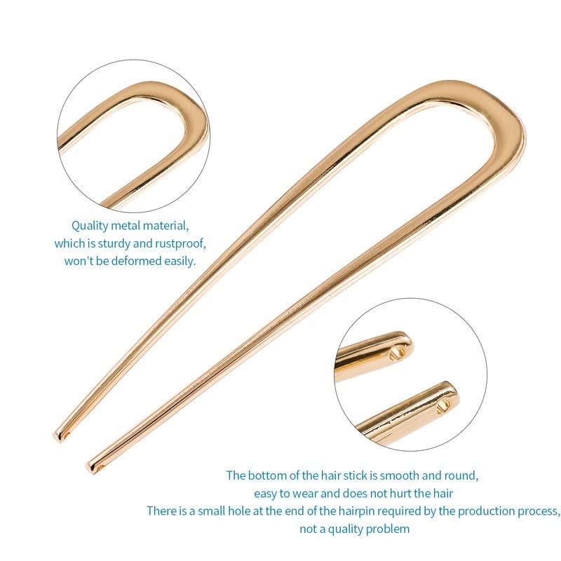 FRDTLUTHW U-Shaped Hair Pins Metal Vintage Hair Sticks French Hair Pin Hairstyle Chignon for Women Girls,2pcs-style 2