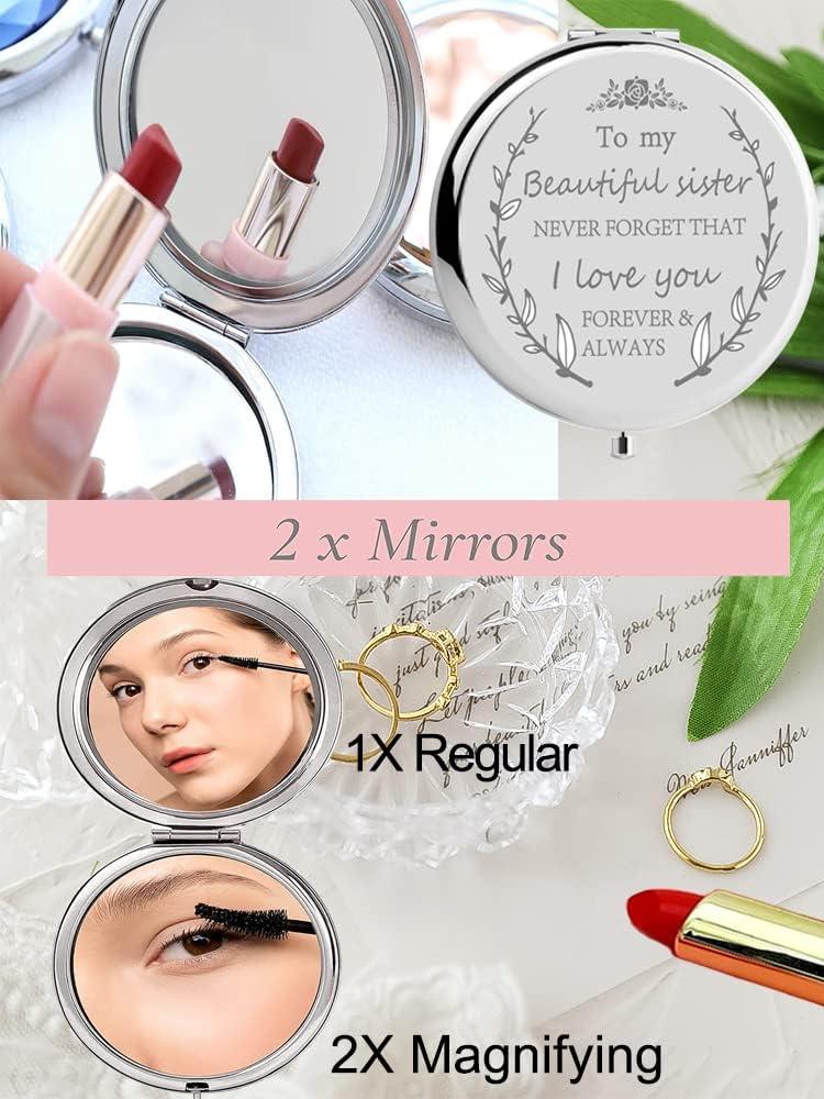 Gevody couple gifts for Him and Her Friendship gifts compact Makeup Mirror  for Bridesmaids Daughter Mother Birthday gift for Wi