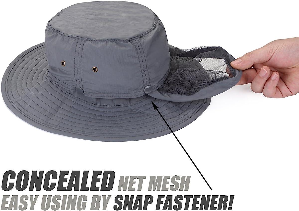 USHAKE Fishing Hat Bucket Hat with Neck Flap Cover Sun Hat Safari