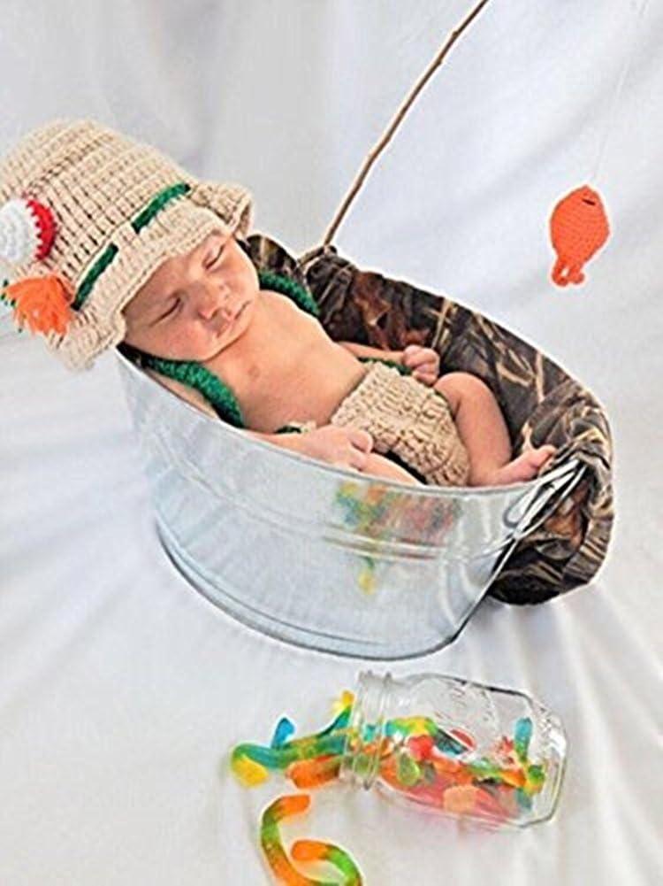 Pinbo Baby Photography Prop Crochet Fishing Fisherman & Fish Hat