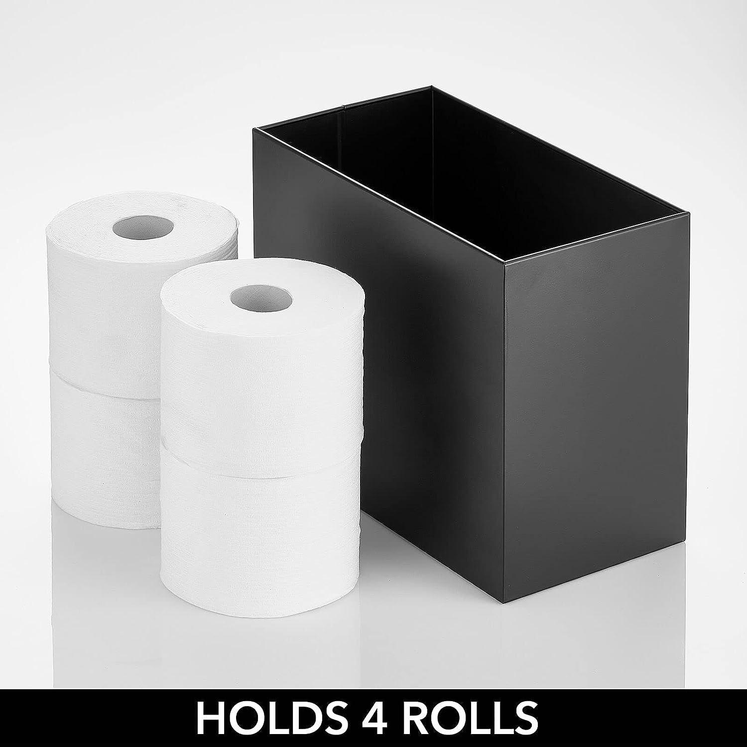 mDesign Tall Steel Floor Stand Toilet Paper Organizer, 4-Roll