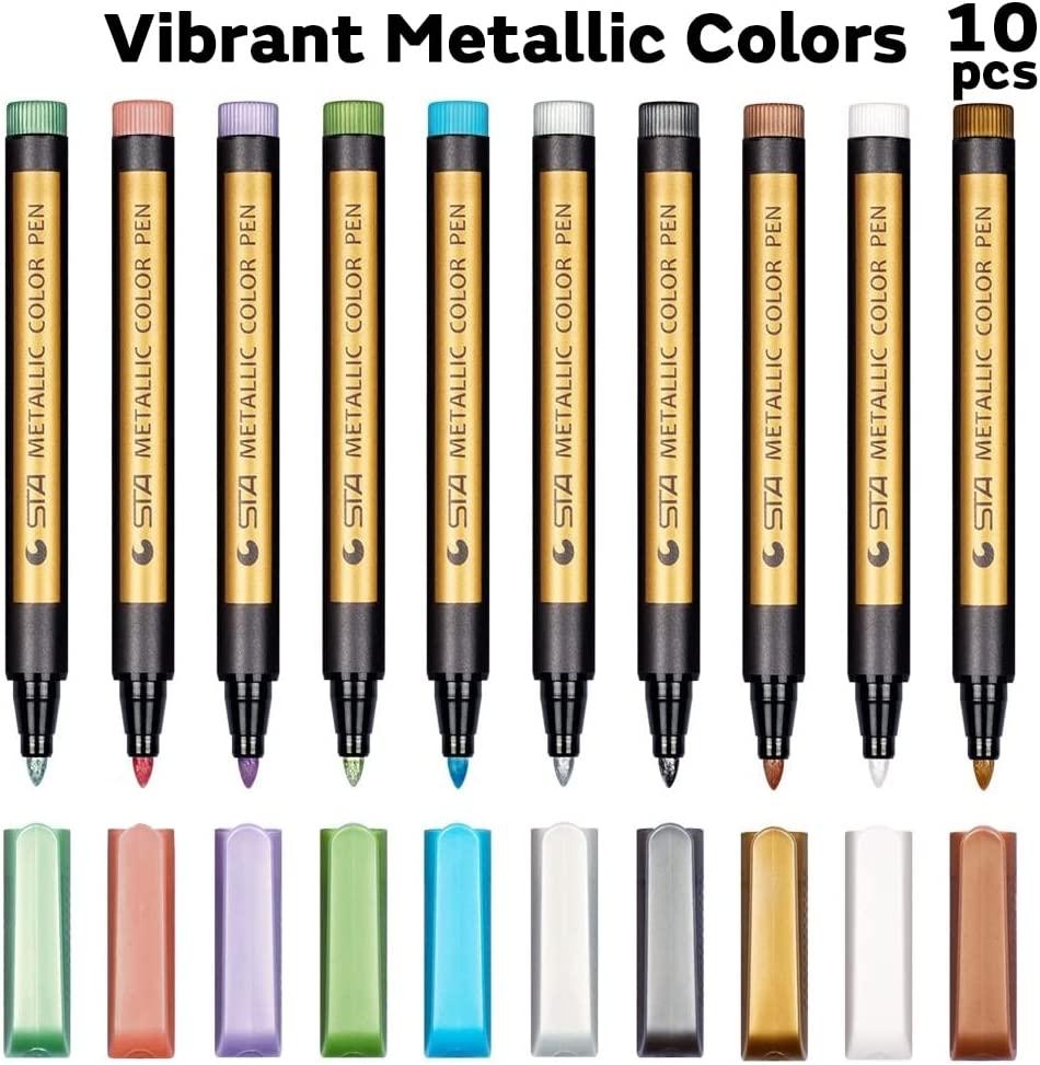 12 Colors Metallic Marker Pen Medium Point Metallic Markers for Rock  Painting, Black Paper, Card Making, Scrapbooking Crafts