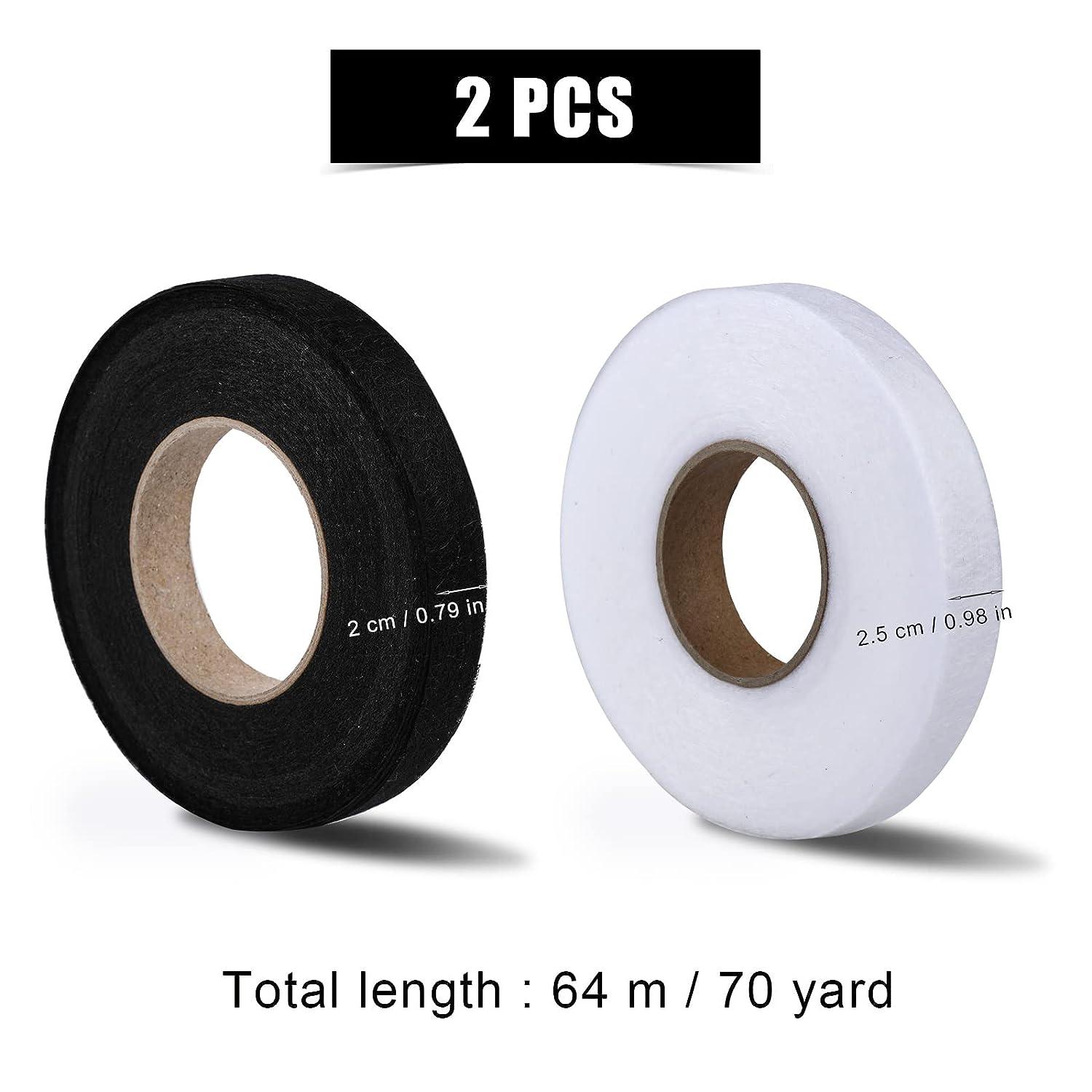 2 Rolls 140 Yards Widened Iron On Hem Tape, No Sew Fabric Fusing Hemming  Tape Wonder Hem Tape for Pants Jeans Curtains Dress Sewing Fabric Clothes  (Black 0.8inch, White 1inch in Width)