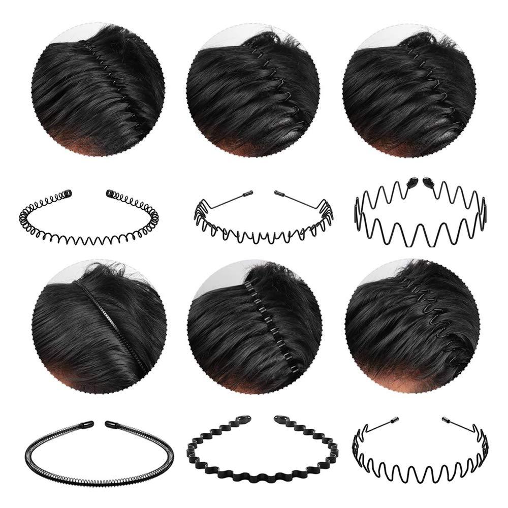 Metal Hair Bands for Men Women's - Multi-Use Headbands Unisex Black Spring  Wavy Hair Hoop Band Fashion Headband Headwear Accessories for Sports