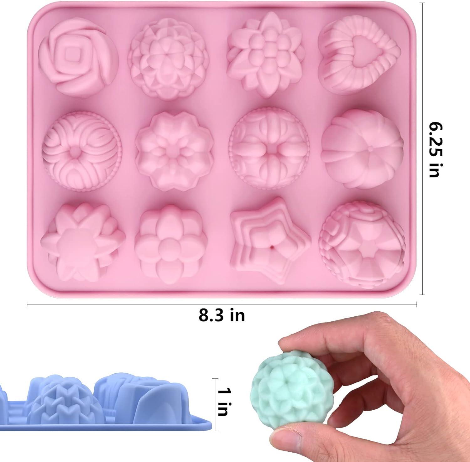 Sakolla 3 Pack Chocolate Flowers Silicone Molds 12 Cavity Flowers Heart  Shape Candy Cake Molds for Baking, Cupcake, Jelly, Ice Cube, Muffin