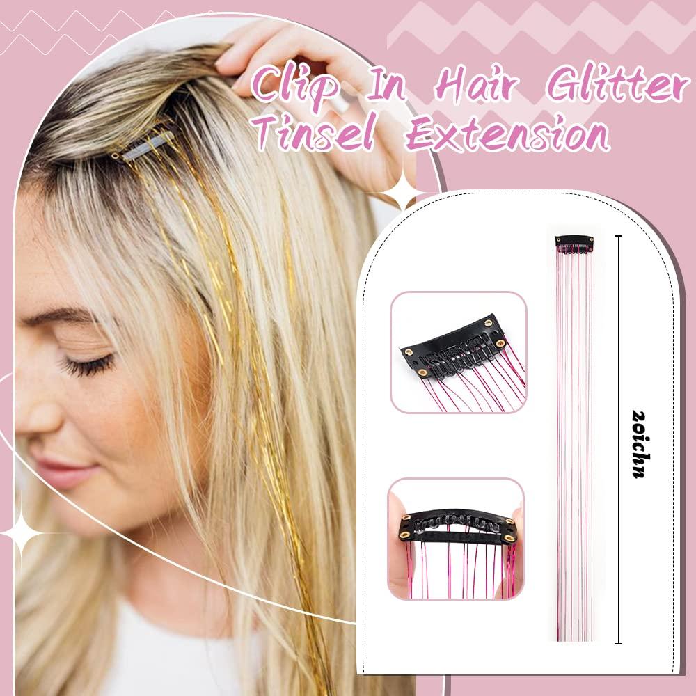 6pcs/pack Fairy Hair Tinsel Clip In Hair Tinsel Kit Tensile Hair Extensions  Glitter Hair Extensions Hair Accessories For Women - Braiders - AliExpress