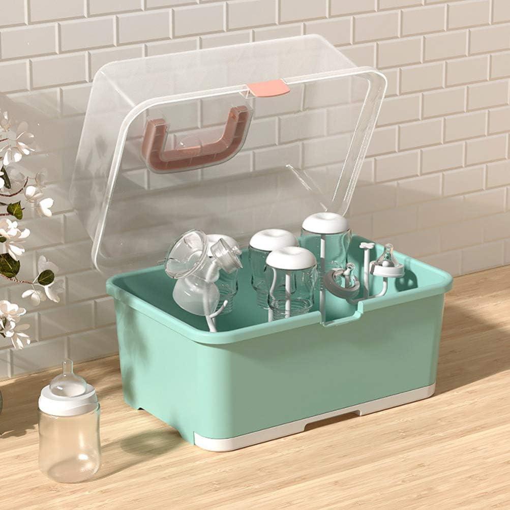 Cabilock Baby Bottle Drying Rack with Anti- Cover Nursing Bottle Storage  Box Plastic Tableware Box Organizer Portable Countertop Dryer for Tea Cup