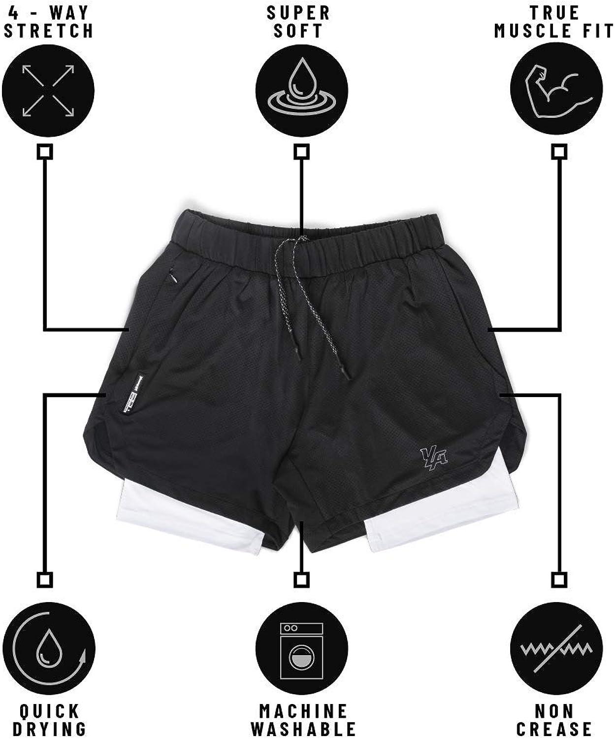 YoungLA Men's Running Shorts Athletic Gym Jogging Workout