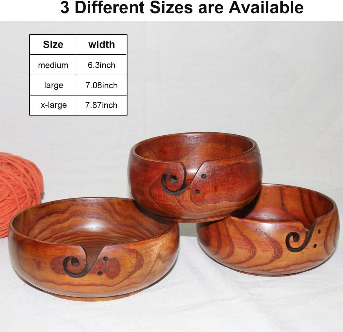 Large Yarn Bowl for Knitting, Wooden Yarn Storage Bowl, Handmade Rosewood  with Holes, Knitting Wool Stroage Bowl Mix Color