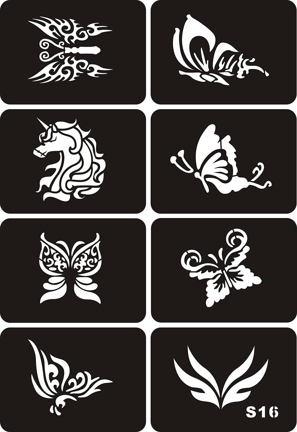 xmasir 22 Sheet Cool Drawing Glitter Tattoo Stencil for Men, Wolf Dragon  Tiger Skull Animal Airbrush Stencils & Templates : Amazon.in: Beauty