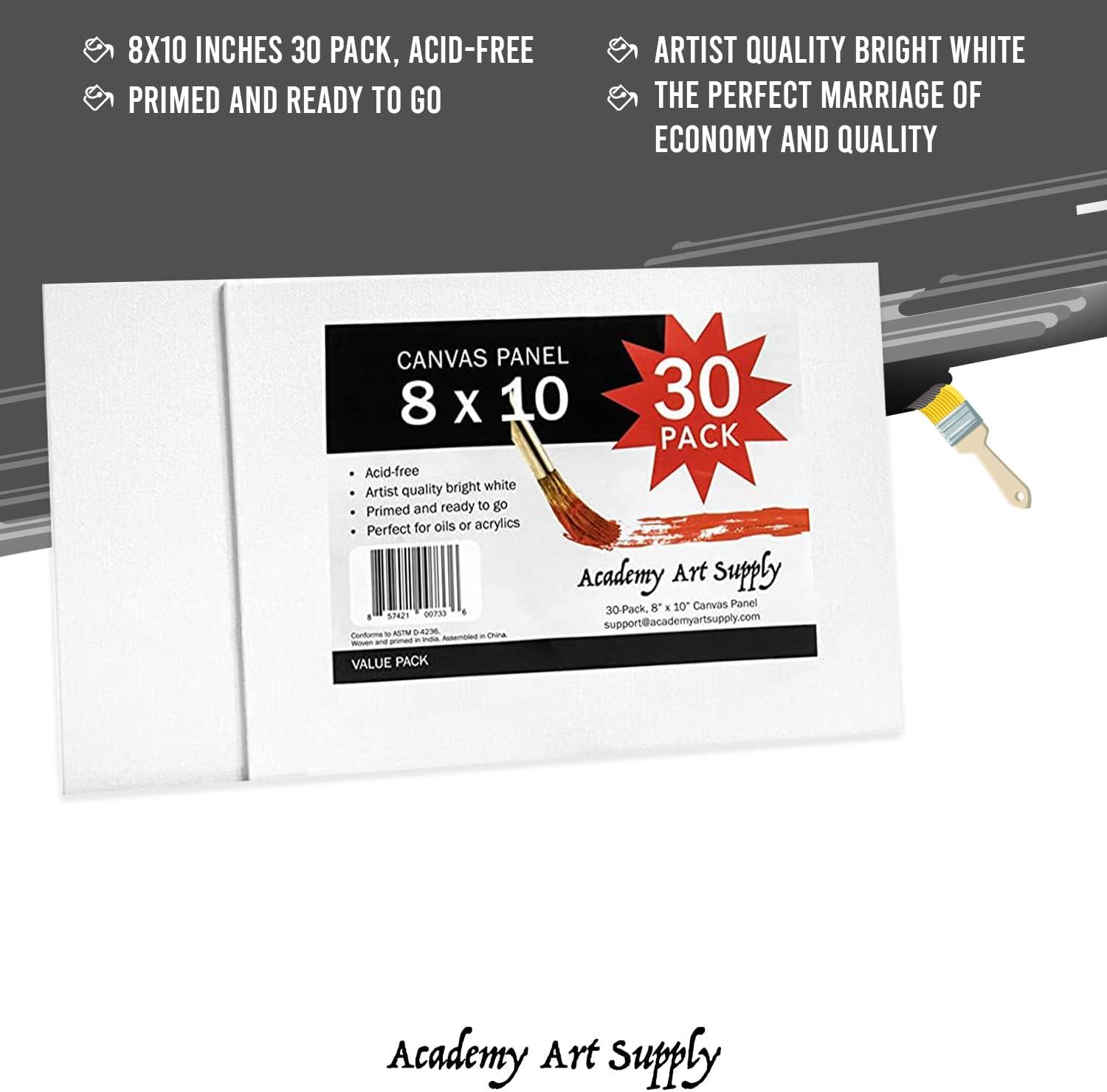 Academy Art Supply Stretched Canvas (11x14) - Blank Canvas for Painting  Bulk Pack of 7 - Acid-Free White Canvas Panels - Ideal for Painters,  Students