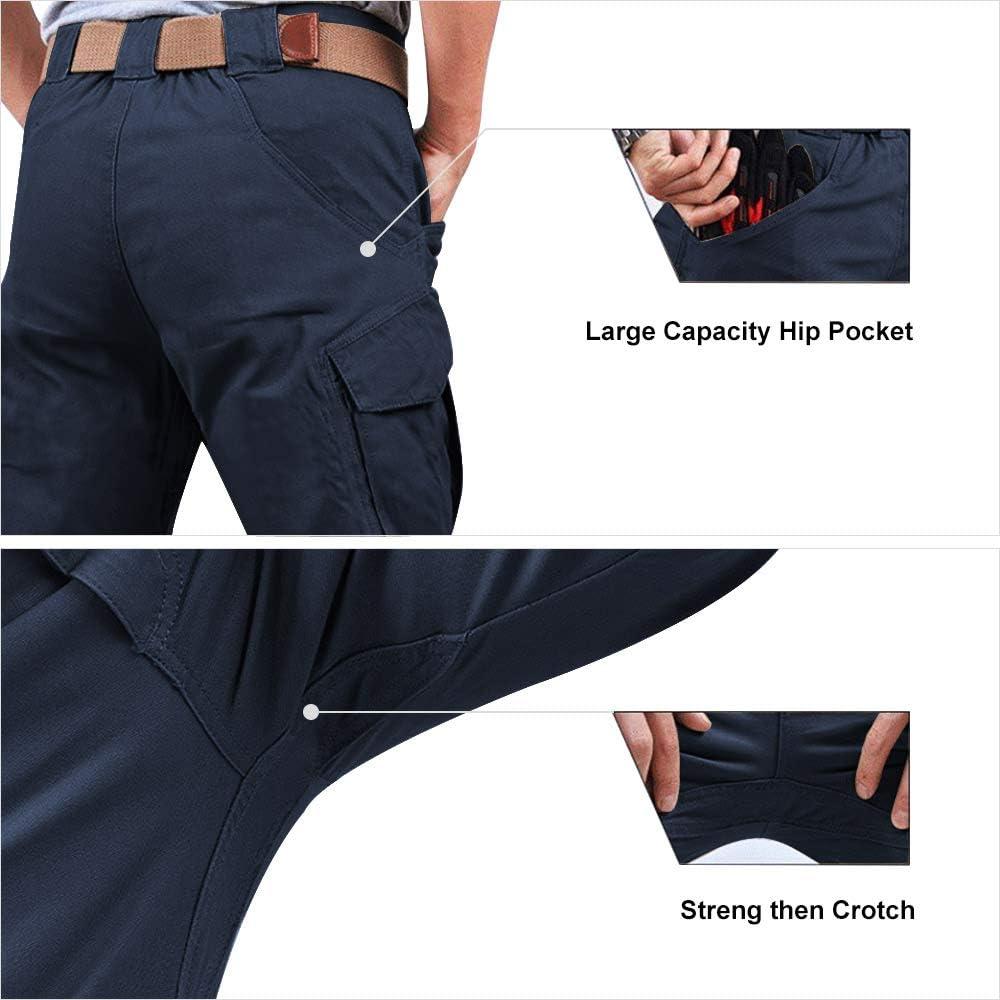 Mens Stretch Cargo Combat Work Pants Multi Pockets Elastic Waist Trousers  New
