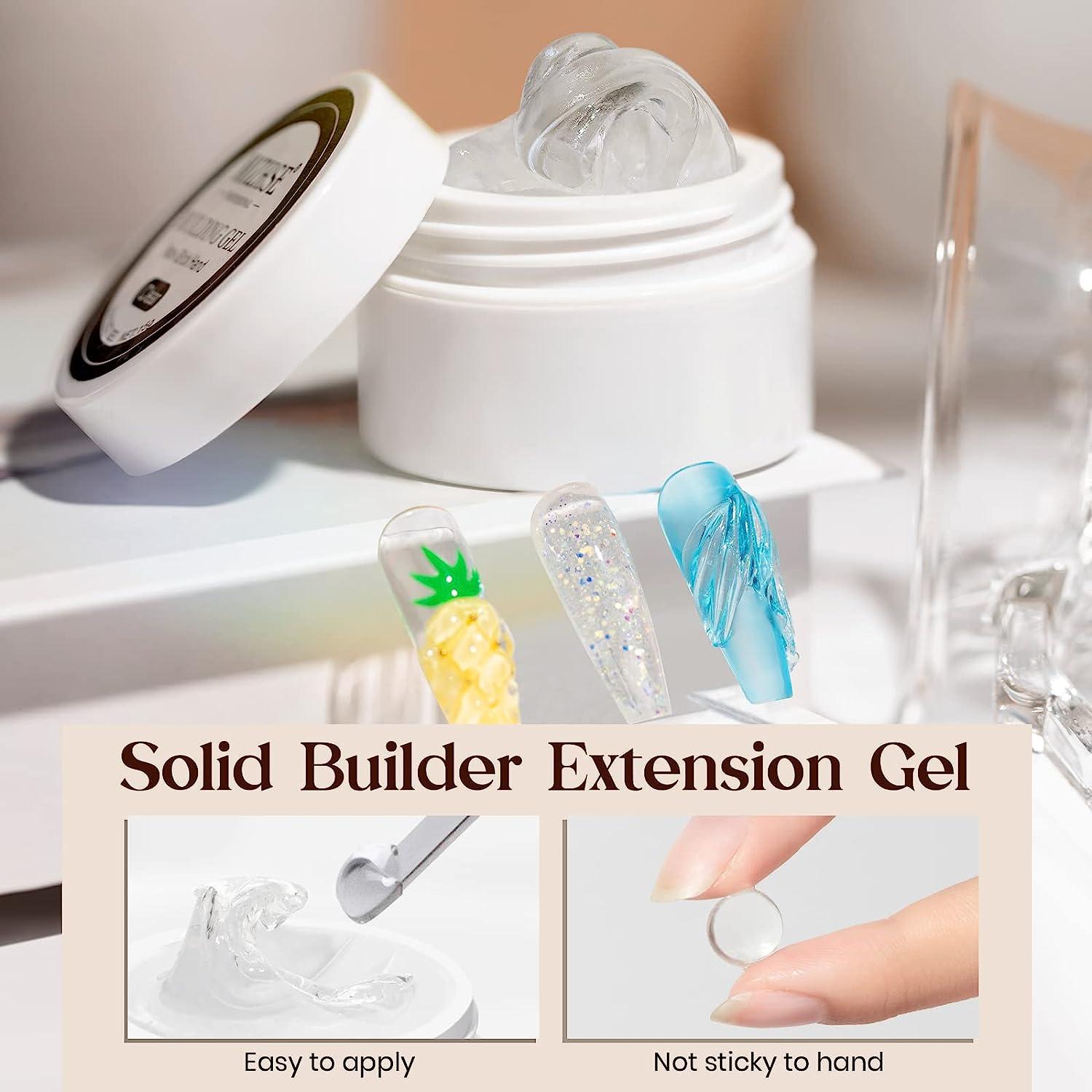  MIZHSE Solid Builder Gel for Nails, 60g Large Capacity Clear  Hard Gel for Nails 3D Sculpting Gel Non-Sticky Hand Carving Gel UV LED Nail  Extension Gel with 3D Silicone Mold