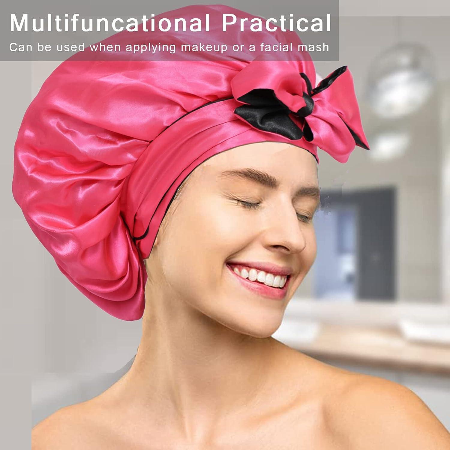 Extra Large Silk Bonnet for Women Double-Layer Satin Sleep Cap for Curly  Natural Frizzy Hair