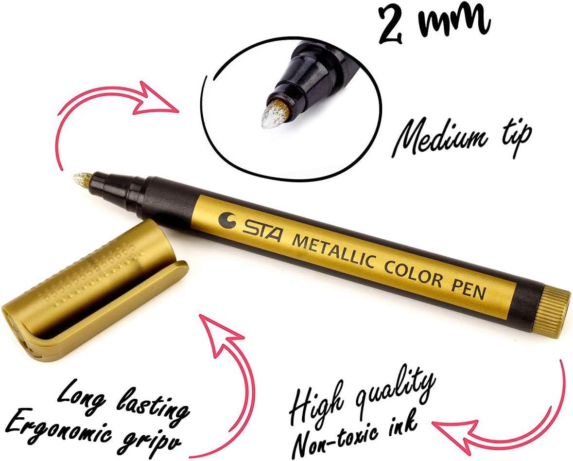 STA 10 Colors Metallic Marker Pens for Rock Painting Medium Point Met –  AOOKMIYA