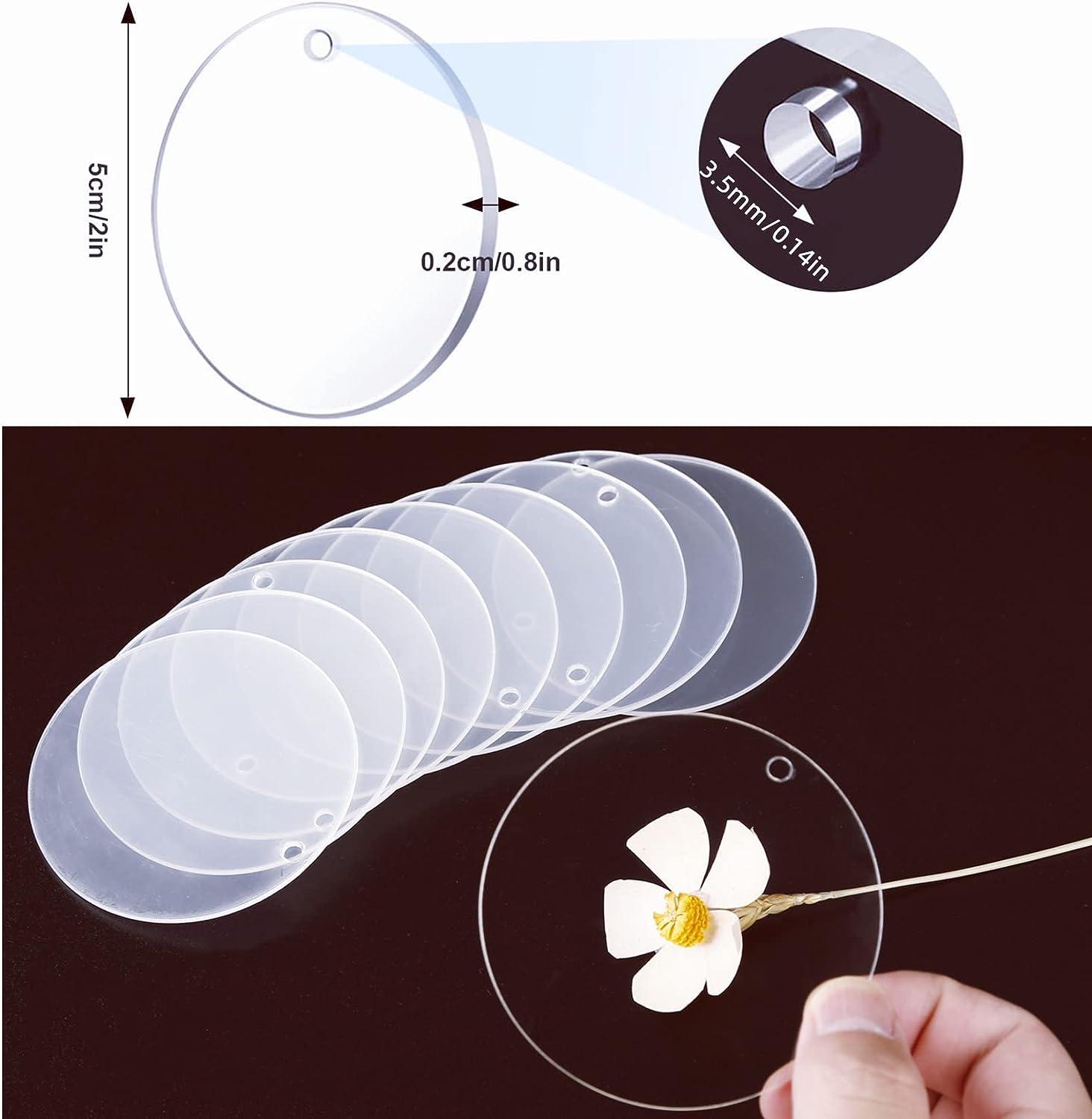 2-12 Inch Clear Acrylic Ornament Blank Circle Disc Round Keychain with Hole  for DIY Art Crafts Engrave Painting Festival Decor