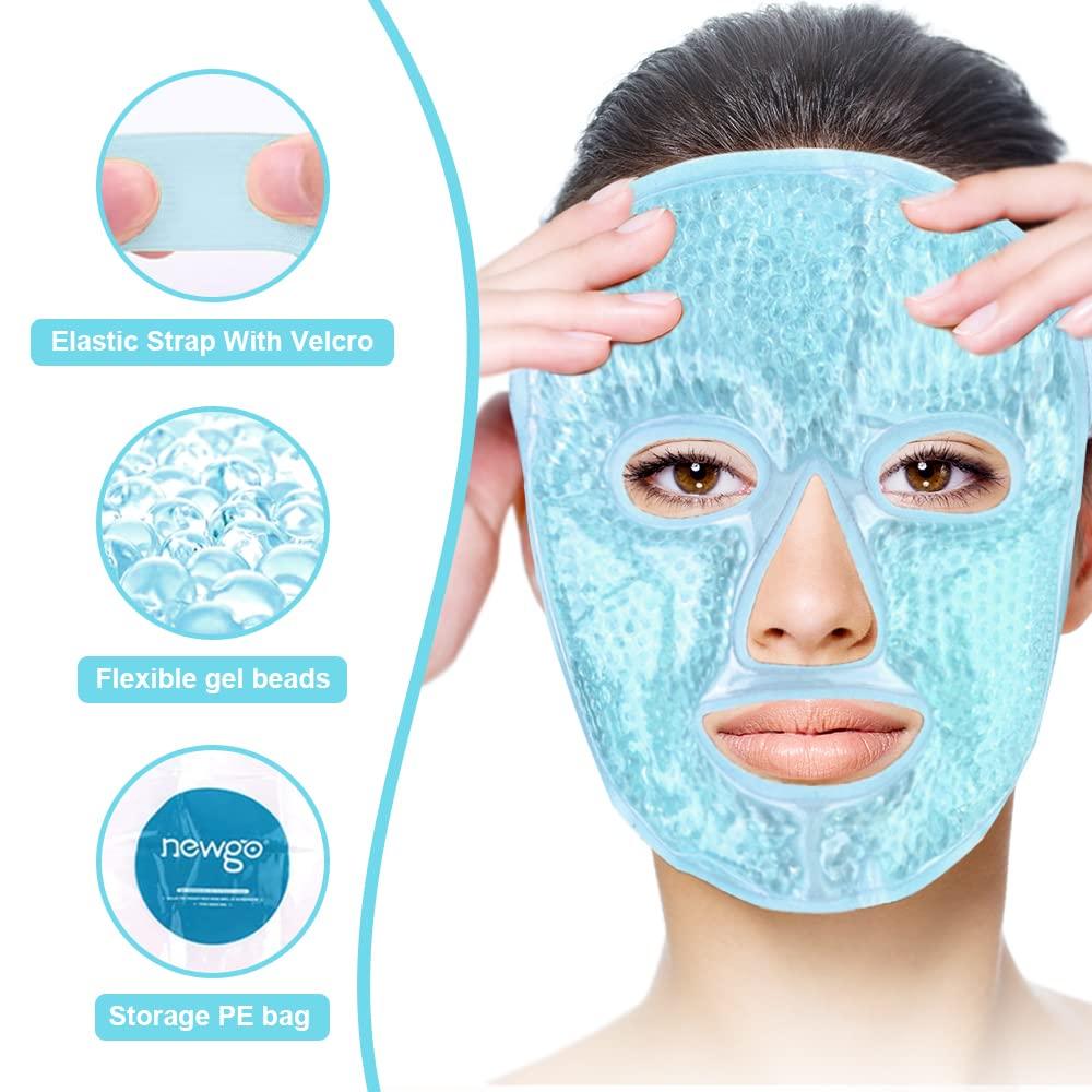 NEWGO Cooling Gel Face Mask Freezable Ice Face Mask Hot Cold Face ...