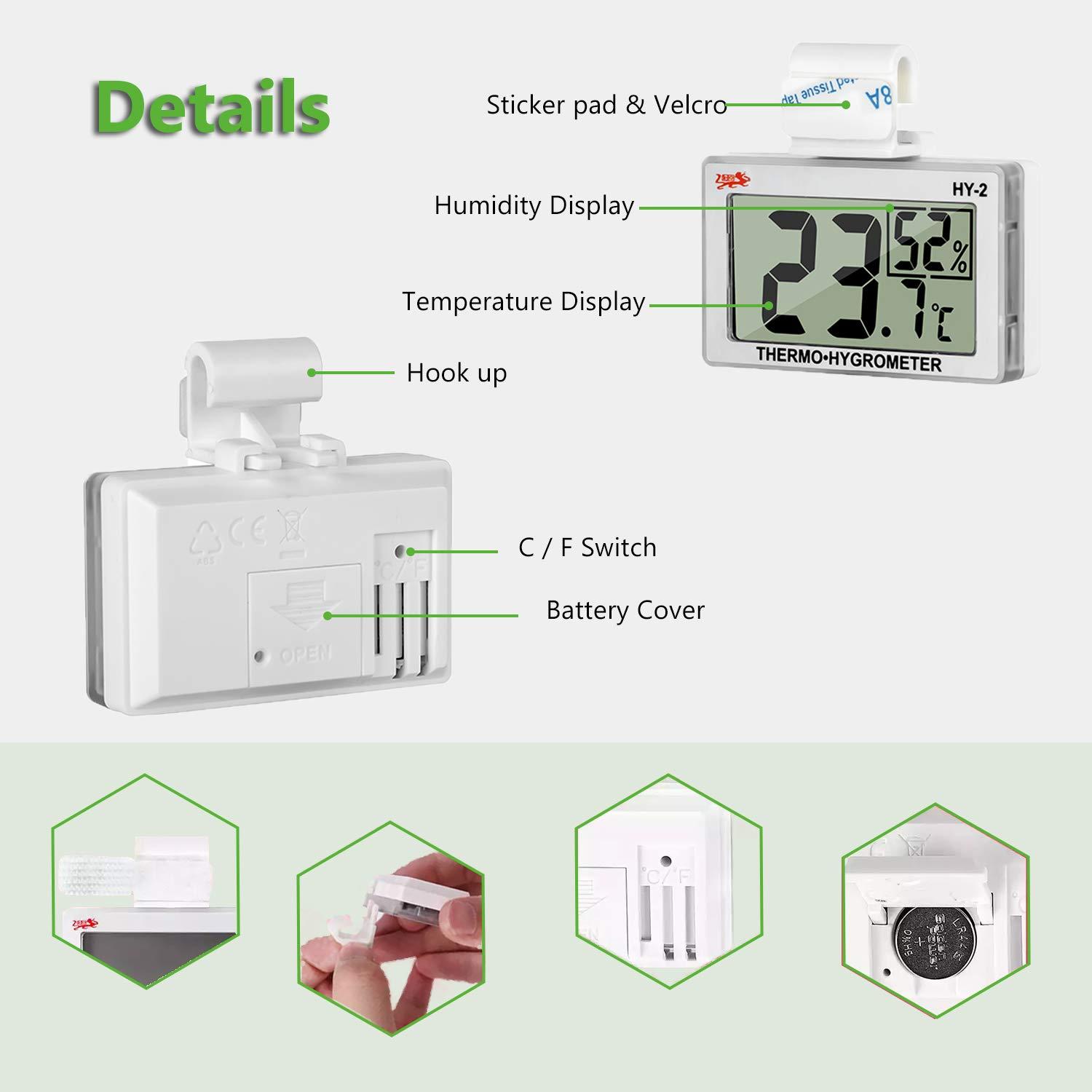 Qguai Reptile Terrarium Thermometer Hygrometer Digital Display Pet