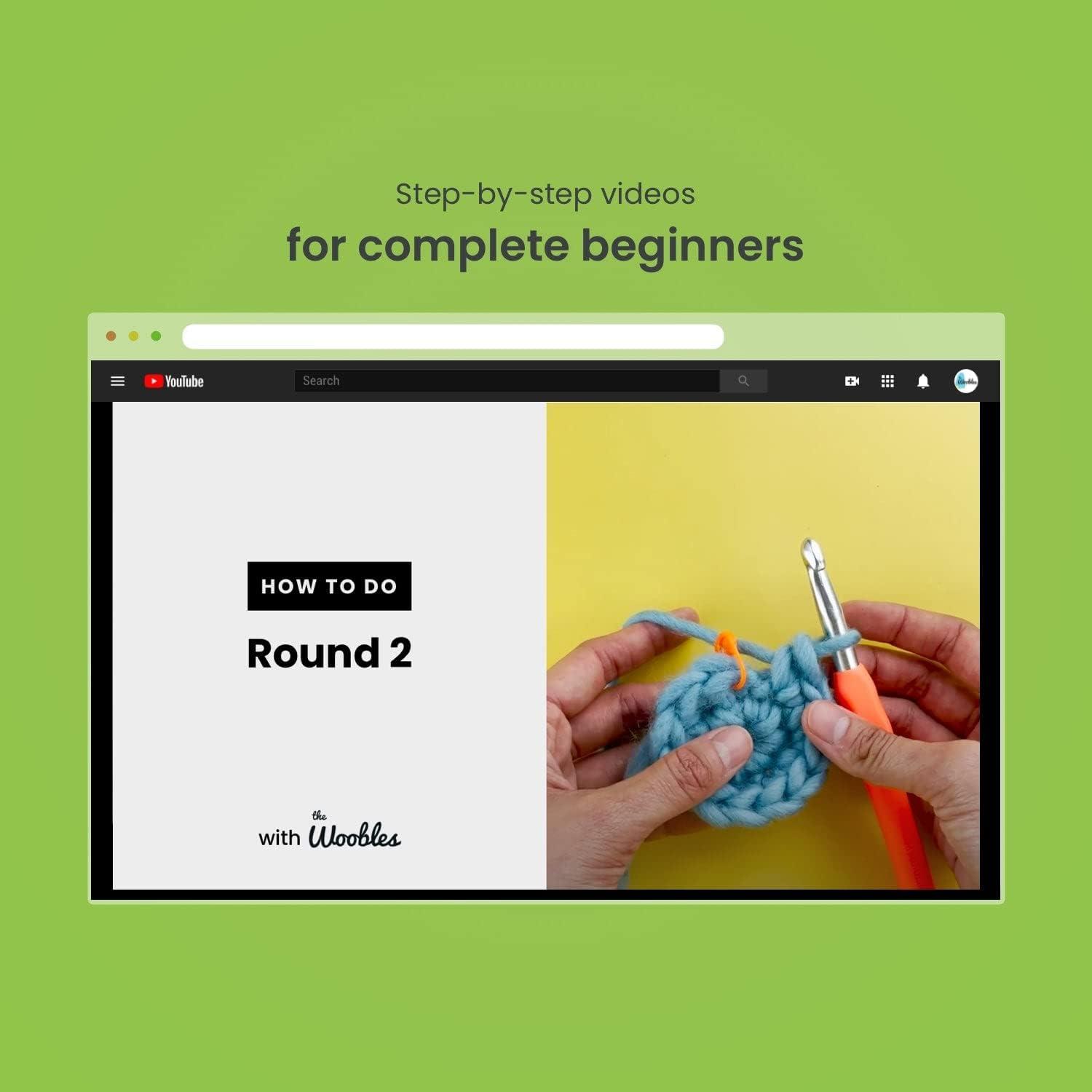  The Woobles Beginners Crochet Kit with Easy Peasy Yarn as seen  on Shark Tank - Crochet Kit for Beginners with Step-by-Step Video Tutorials  - Sebastian The Lion