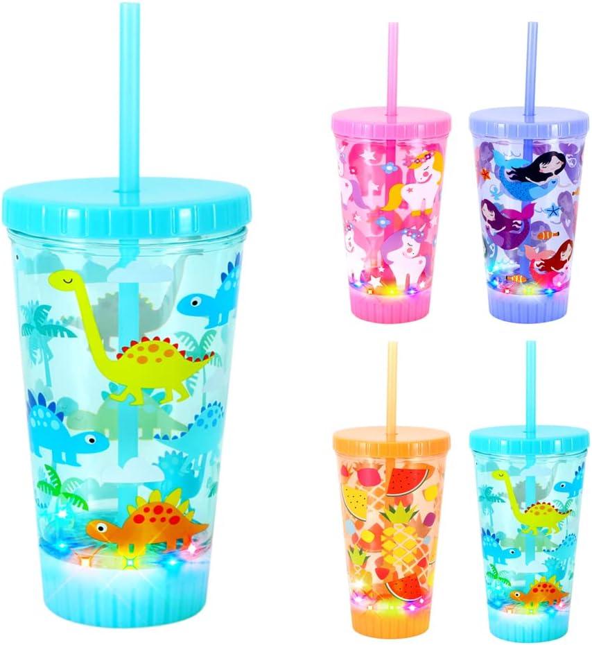 LED 16 oz Tumbler with Blue Lid & Straw