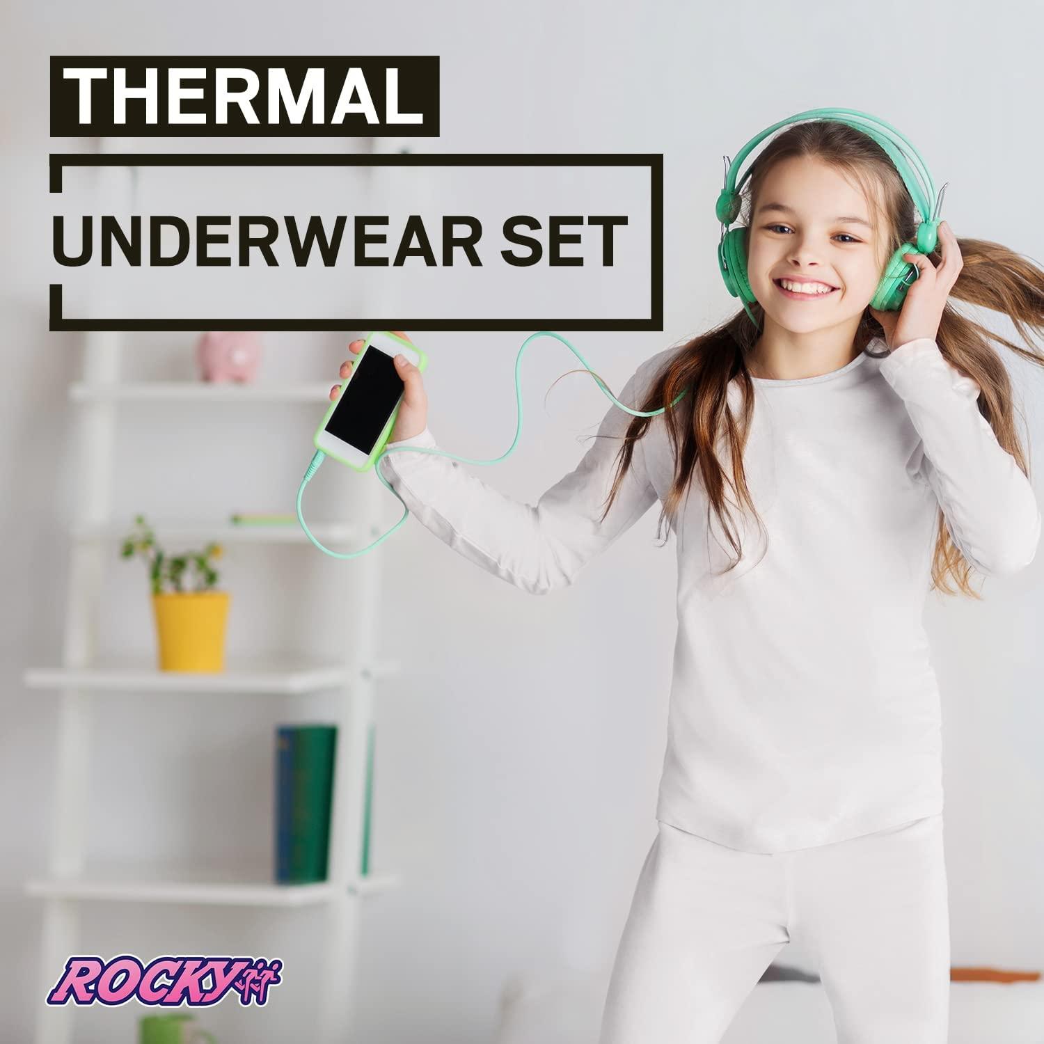  Rocky Thermal Underwear For Girls (Long Johns Thermals Set)  Shirt & Pants, Base Layer w/Leggings/Bottoms Ski/Extreme Cold (Ballerina -  Medium): Clothing, Shoes & Jewelry