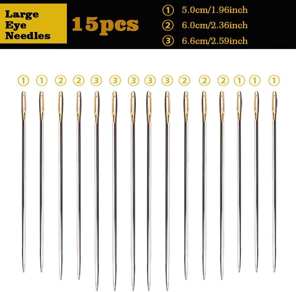 5 Pcs Large Eye Sharp Needles SELF THREADING Hand Sewing Needle Easy Thread