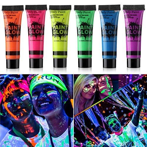 6 Body Paint Fluorescent Pigments UV Light Black Light Facial And