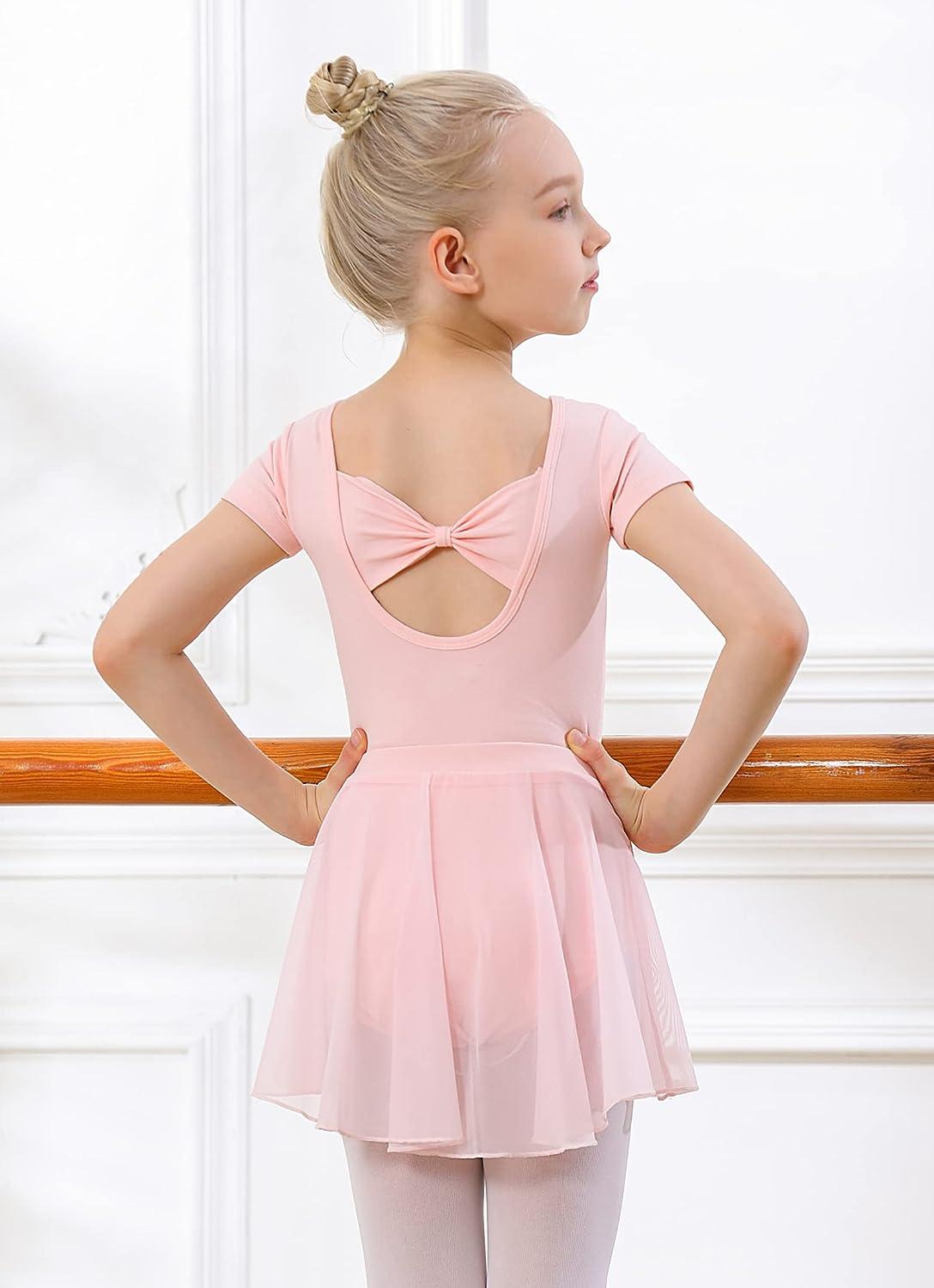 DIPUG Girls Ballet Leotards with Removable Skirt Toddler Hollow