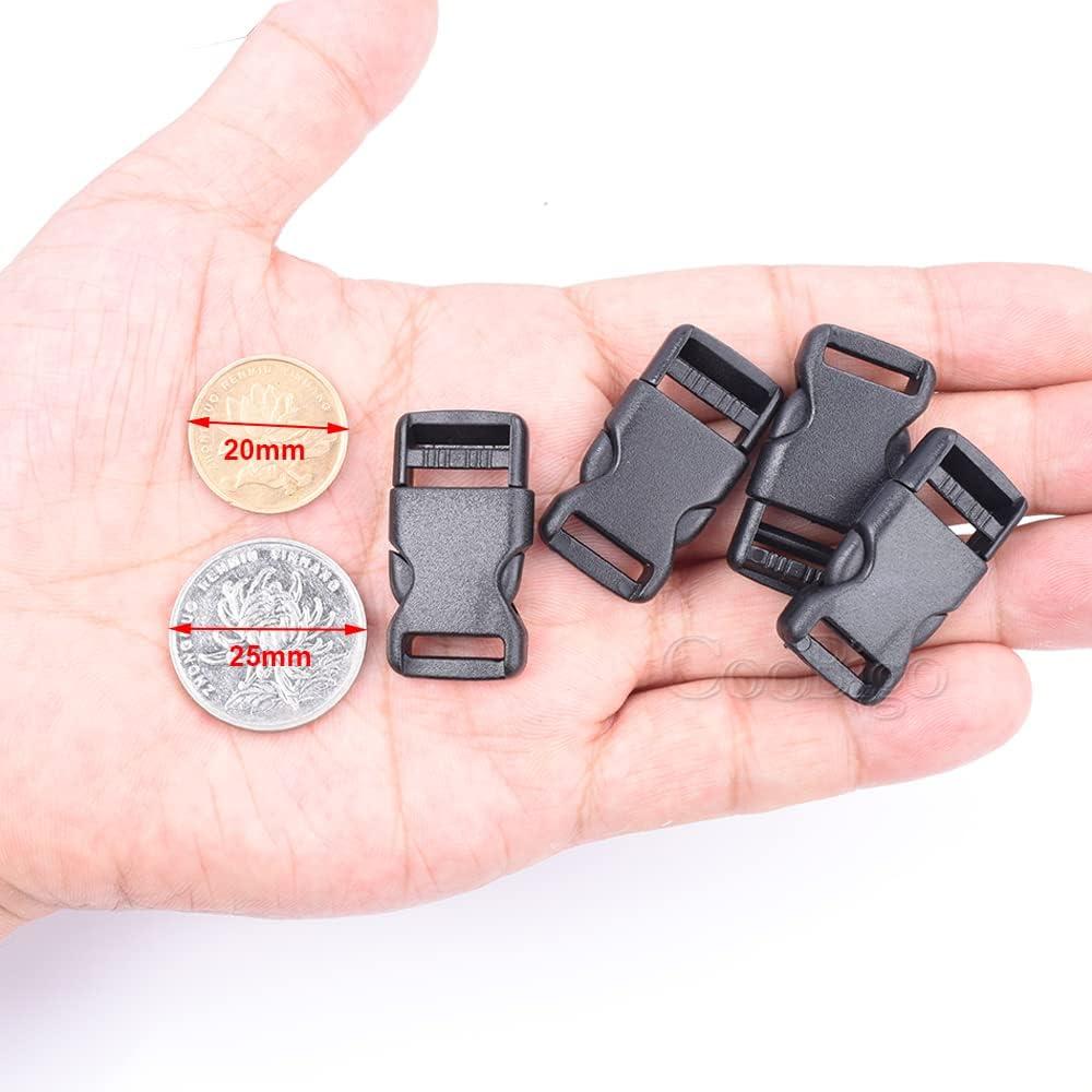 CooBigo 10pcs 1/2(12.5mm) Side Release Buckles Plastic Black Quick  Adjustable Buckle For Backpack Strap DIY Pets Collar Accessory