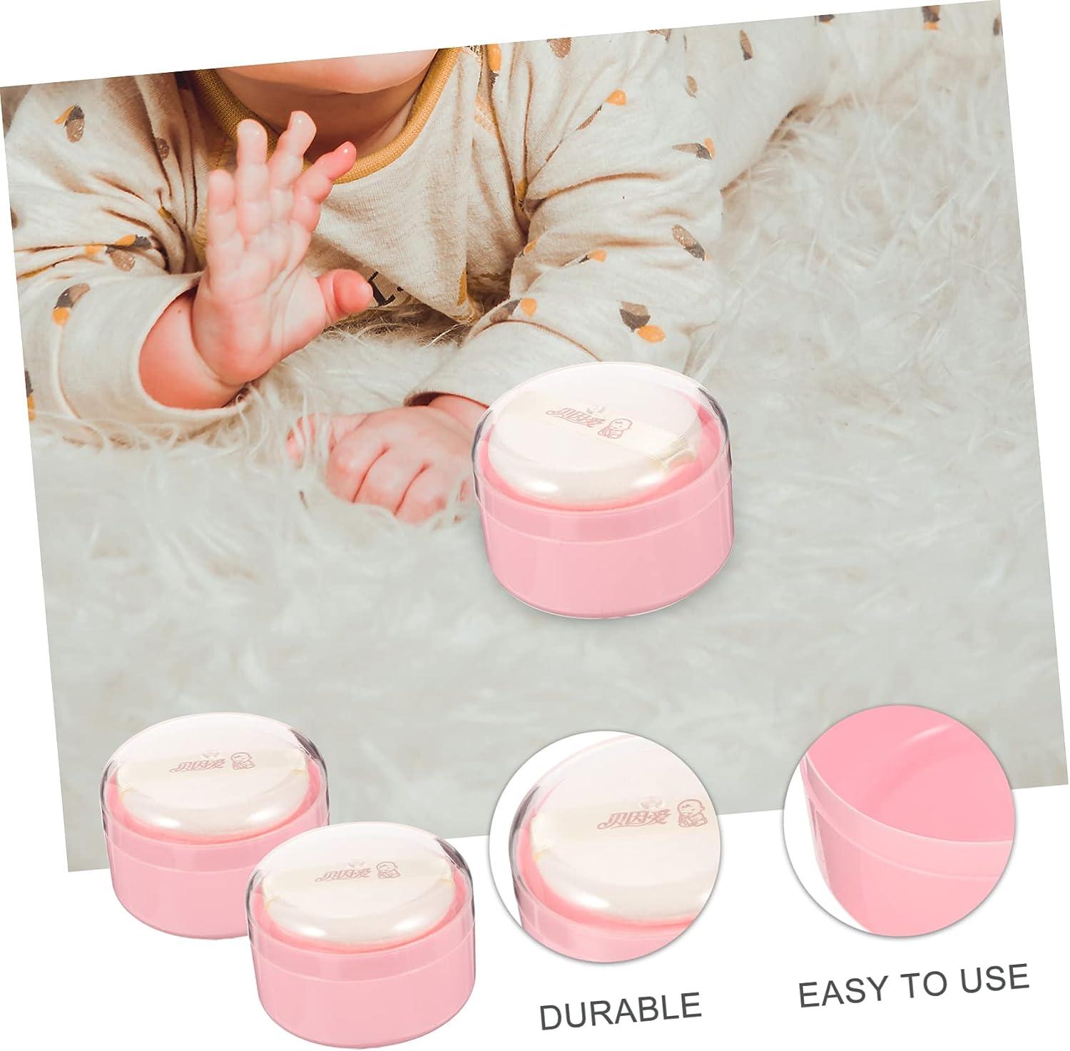 SECFOU 4pcs Box Body Powder Puff Box Baby Powders Travel Dispenser Travel  Baby Powder Travel Powder Container Empty Makeup Powder Container  After-Bath Puff Box Empty Powder Box Pink Baby Pink 8x6cm