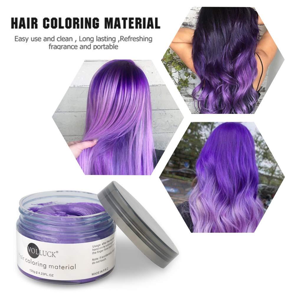 VOLLUCK Temporary Hair Color Wax Purple Hair Wax Color Natural Hair Dye  Hair Styling Clays for Halloween Christmas Cosplay Party 4.23 oz (Purple)  4.23 Ounce (Pack of 1) NEW-PURPLE