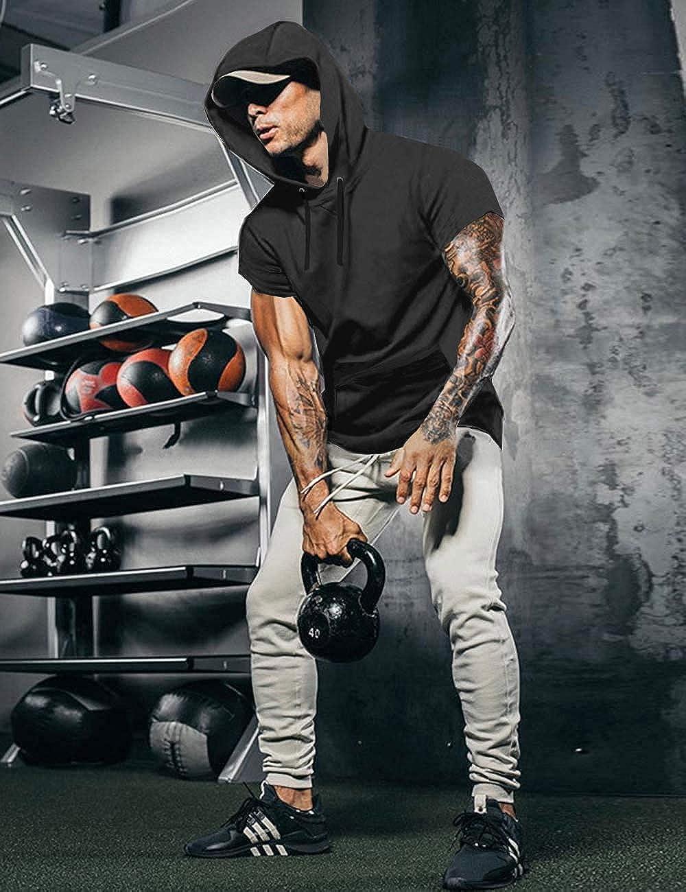 Mens Slim Fit Muscle T Shirt Gym Fitness Plain Short Sleeve Tee Top  Pullover US