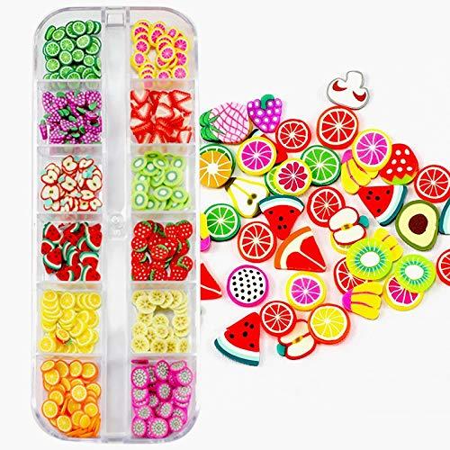 CCINEE Nail Art Slices,3D Assorted Slices Fruit Animal Flower Polymer Clay  Slices for Slime Craft,4500PCS,1/5 Inche