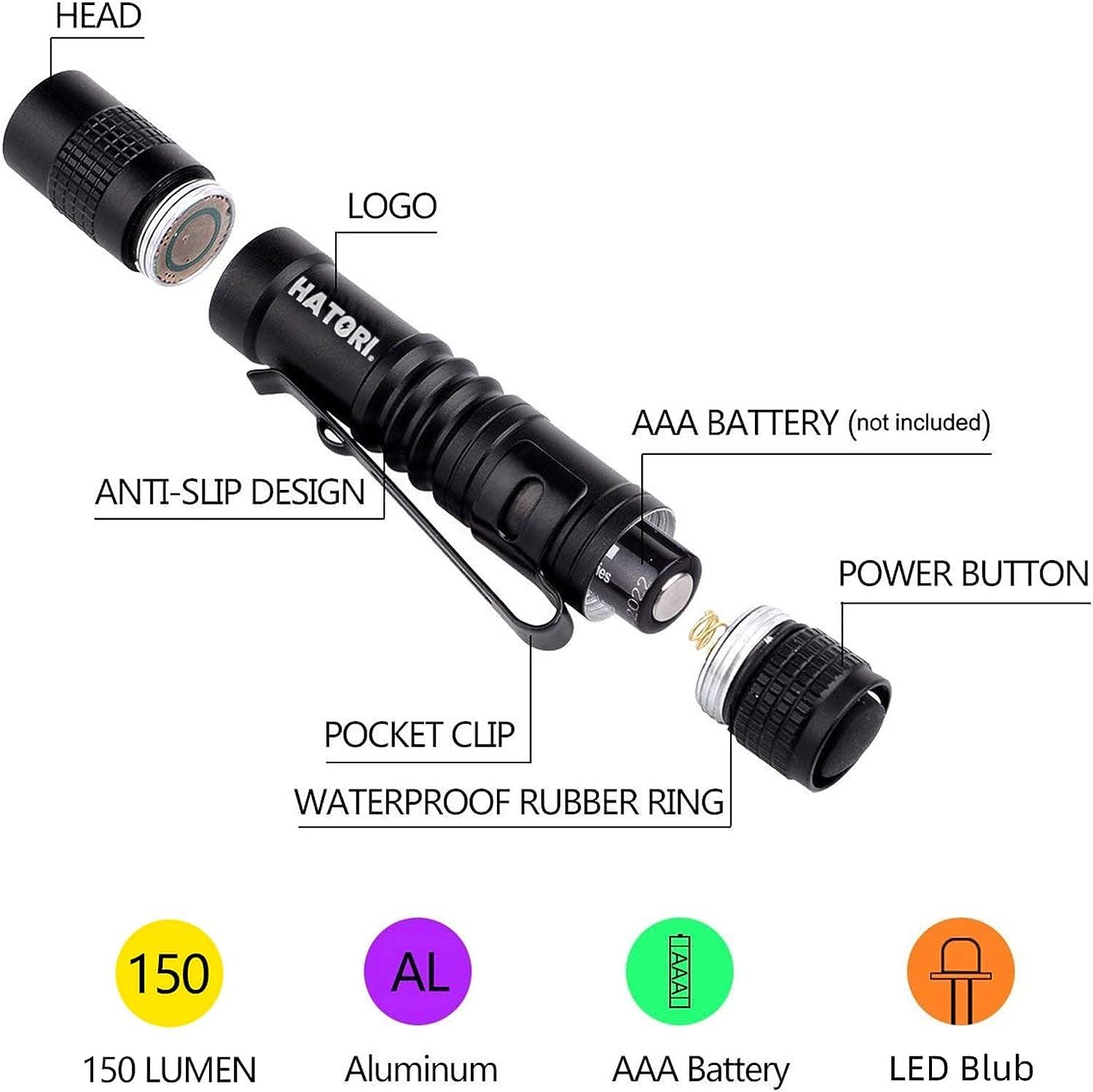 HATORI LED Mini Flashlight, Bright Small Handheld Pocket
