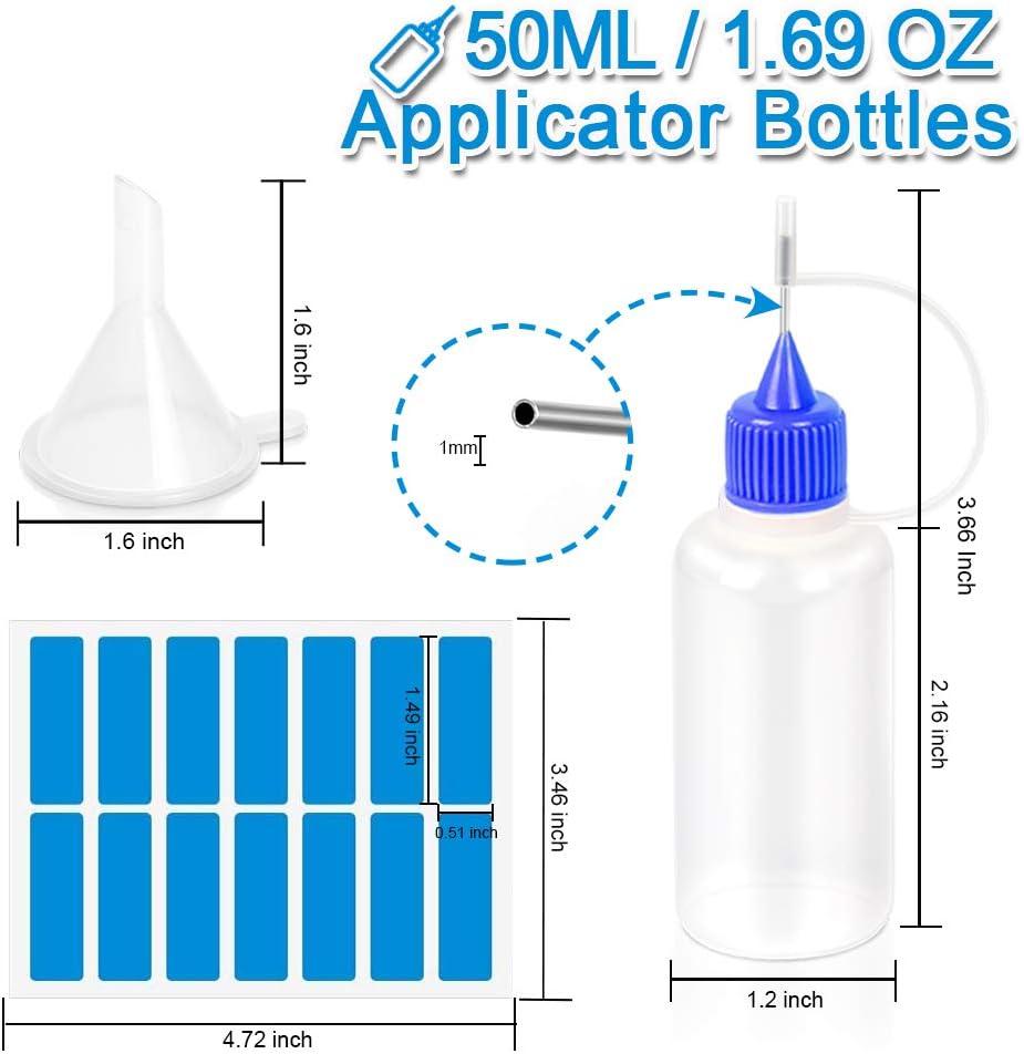 12pcs Precision Tip Applicator Bottles YGDZ 30ml Needle Tip Squeeze Glue  Bottles for Paint Quilling Craft 6 Colors Precision Bottles with 5 Mini  Funnels Colored Tip