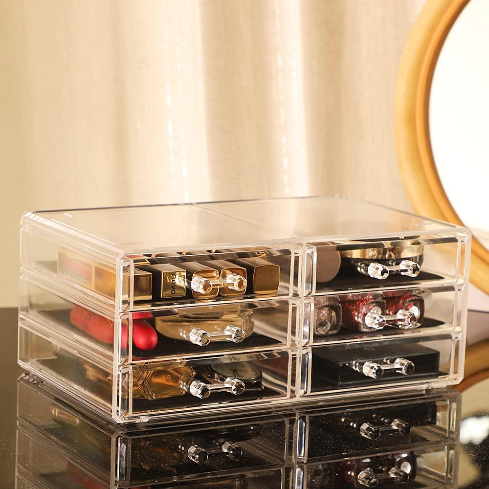 Stackable Clear Makeup Organizer Pull-out Bins Acrylic Cosmetic