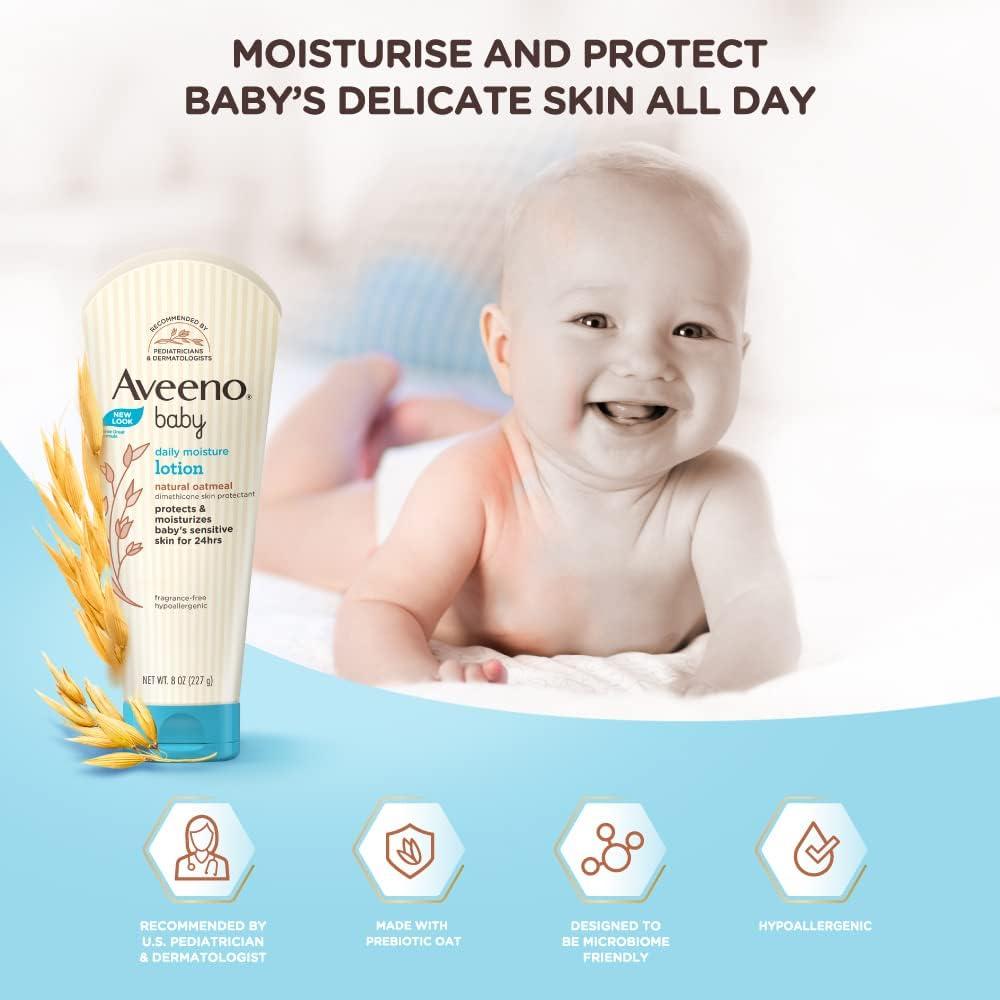  Aveeno Baby Daily Moisture Lotion for Delicate Skin with  Natural Colloidal Oatmeal Dimethicone Hypoallergenic Fragrance Phthalate  ParabenFree 8 oz, 1 Count : Everything Else