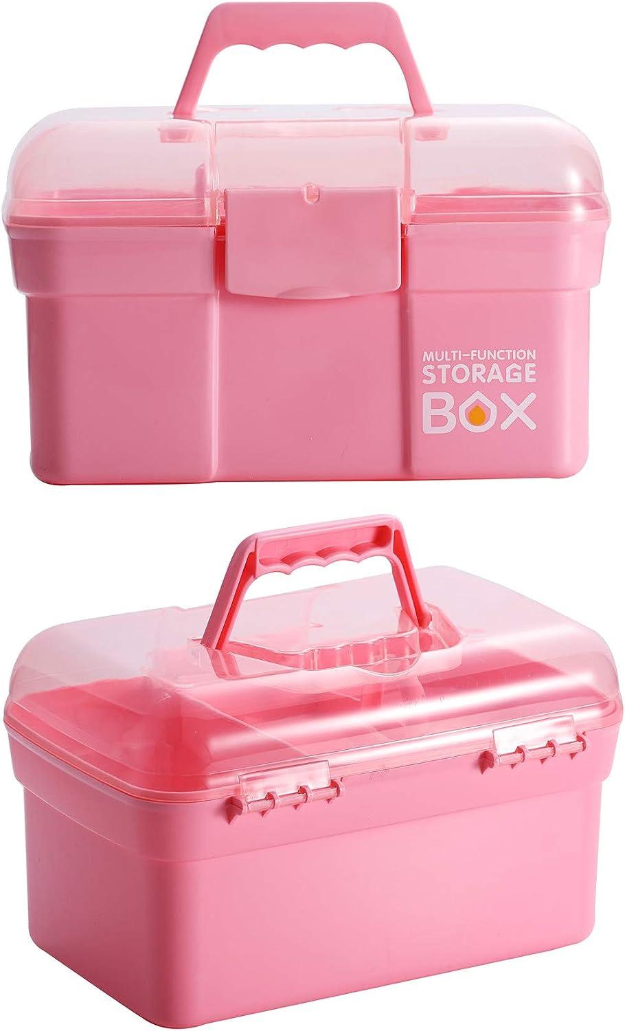 Pekky Plastic Small Handle Storage Box for Art Craft and Cosmetic (Pink) :  : Office Products