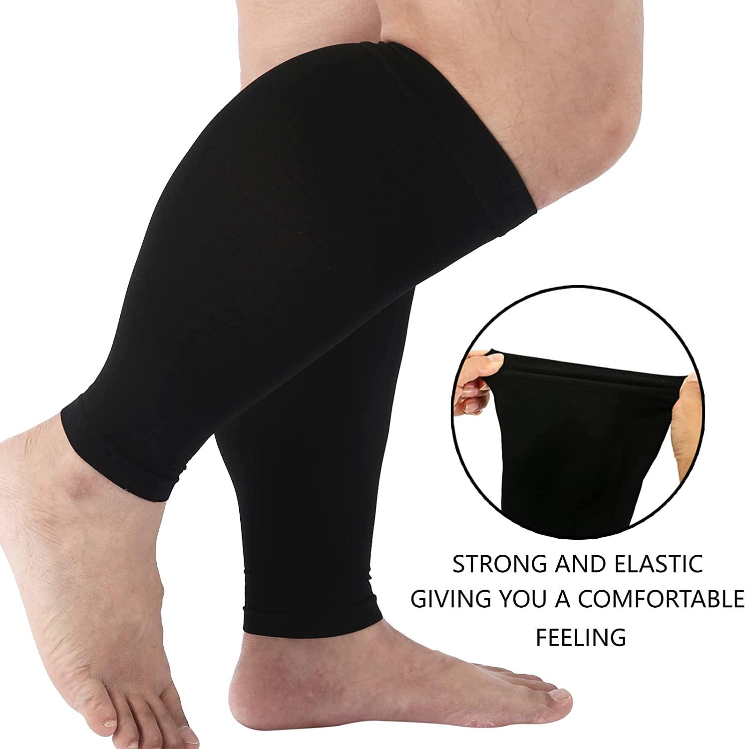 Plus Size Compression Sleeves for Calves Women Wide Calf Compression Legs  Sleeves Men 4XL, Relieve Varicose Veins, Edema, Swelling, Soreness, Shin  splints, for Work, Travel, Sports and Daily Wear Black XXXX-Large