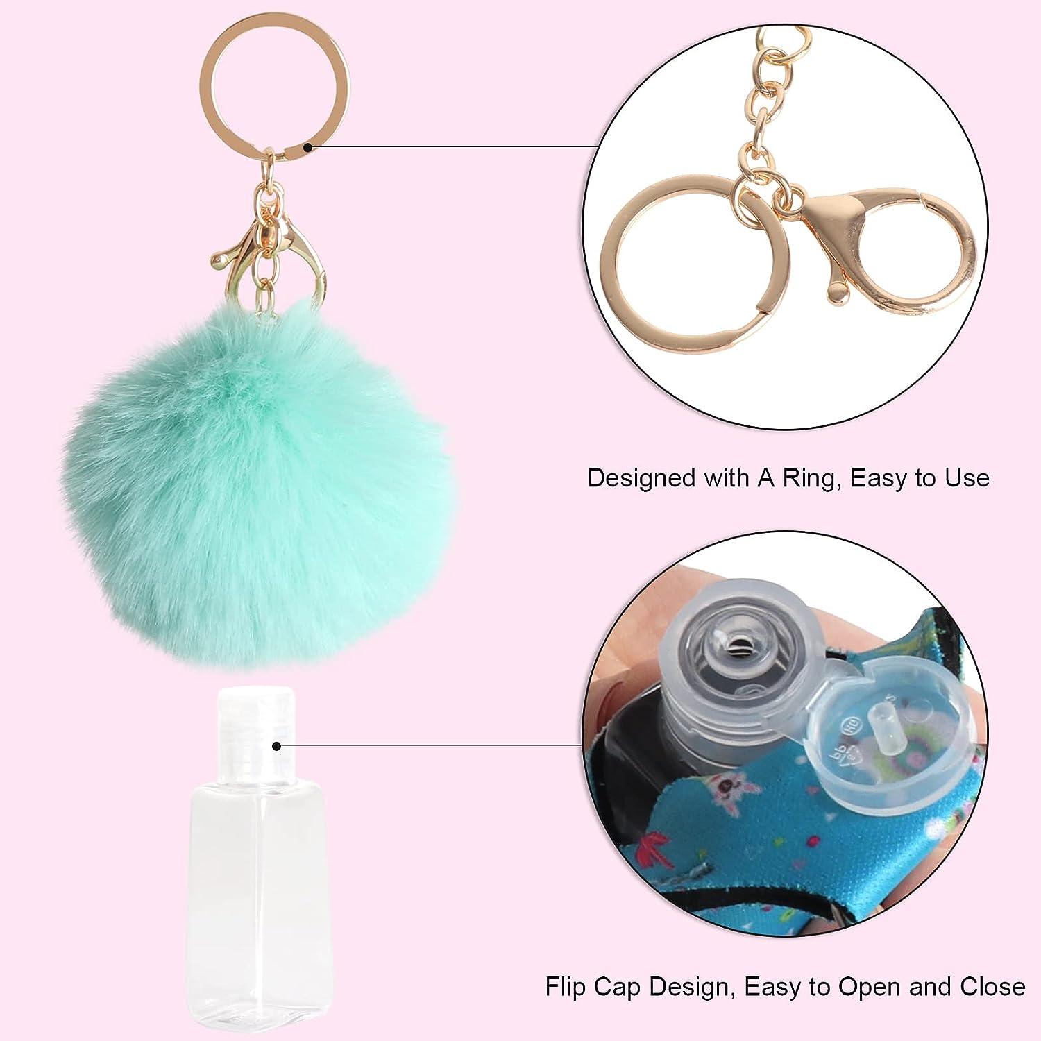 PINK Lip Gloss Lanyard With Puff Ball Keychain 